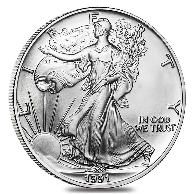 Roll of 20 - 1991 1 oz Silver American Eagle $1 Coin BU
