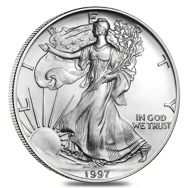 Roll of 20 - 1997 1 oz Silver American Eagle $1 Coin BU (Lot, Tube of 20)