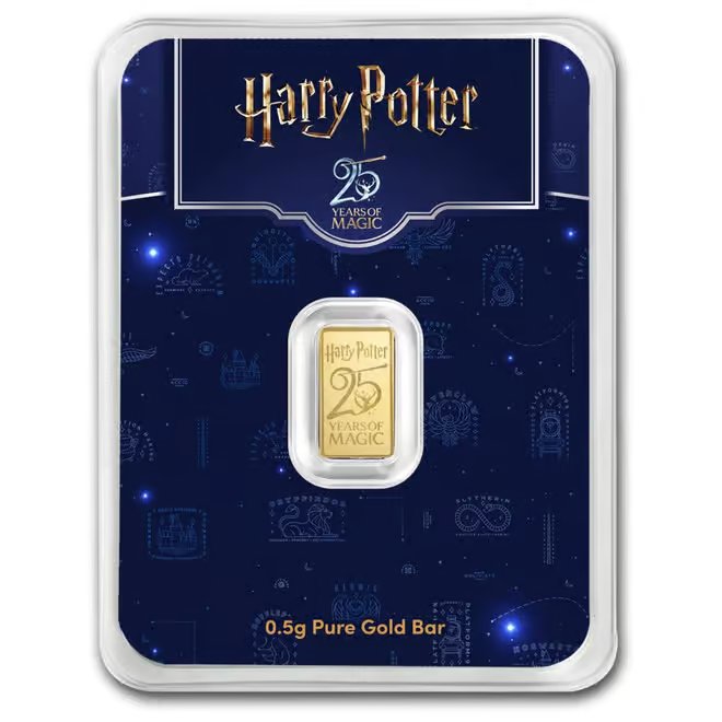 1/2 Gram Harry Potter 25th Anniversary Gold Bar .9999 Fine (in TEP)