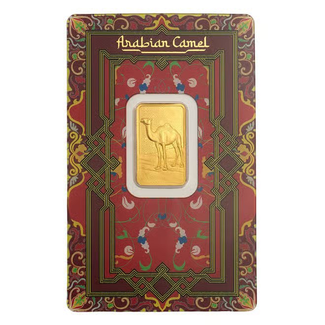 5 Gram PAMP Suisse Arabian Camel Gold Bar .9999 Fine (w/ Frame)