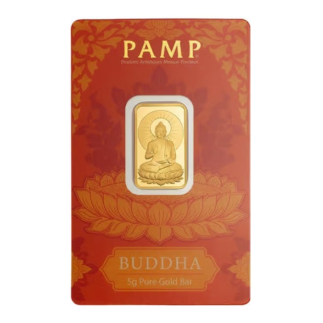 5 Gram PAMP Suisse Buddha Gold Bar .9999 Fine (in Assay)