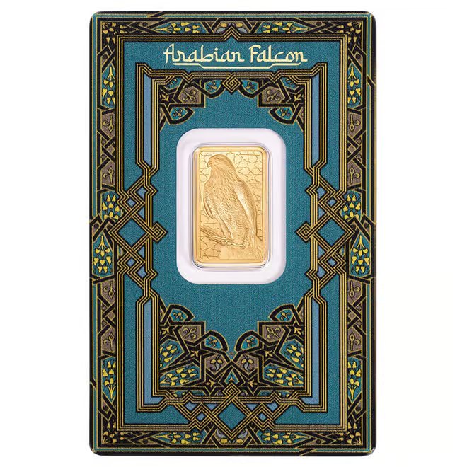 5 Gram PAMP Suisse Arabian Falcon Gold Bar .9999 Fine (w/ Frame)