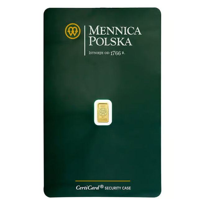 1/4 Gram Mint of Poland Gold Bar .9999 Fine (in Assay)