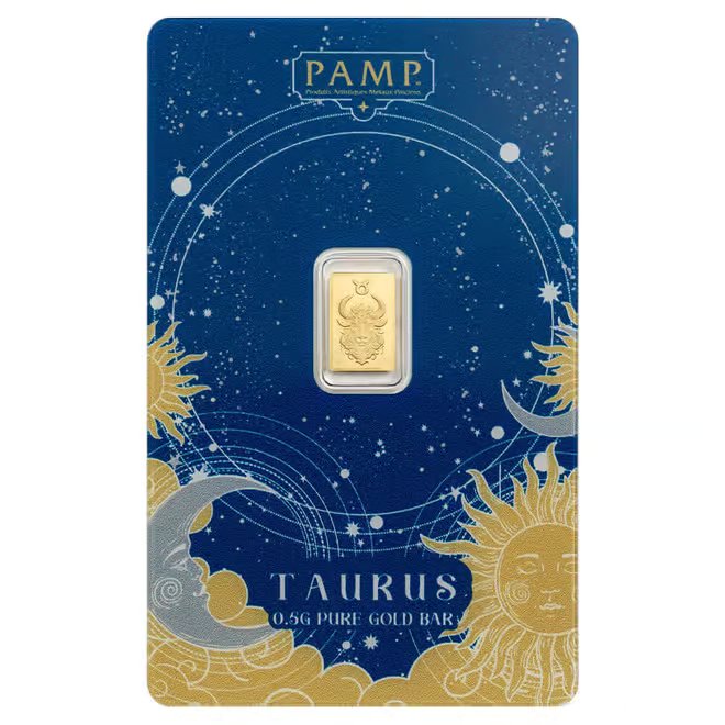 1/2 Gram PAMP Suisse Taurus Zodiac Gold Bar (in Assay)
