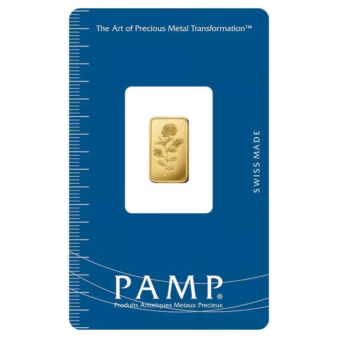 1 Gram PAMP Suisse Rosa Gold Bar .9999 Fine (in Assay)
