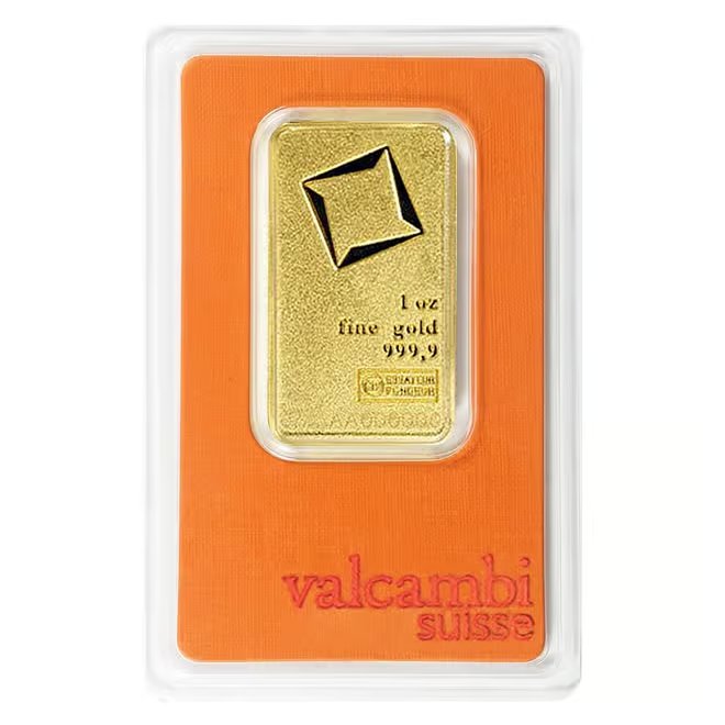 1 oz Matte Gold Bar Valcambi Suisse .9999 Fine (In Assay)