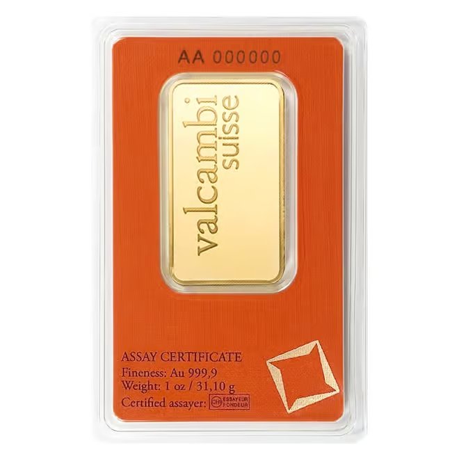Box of 25 - 1 oz Gold Bar Valcambi Suisse .9999 Fine (in Assay)