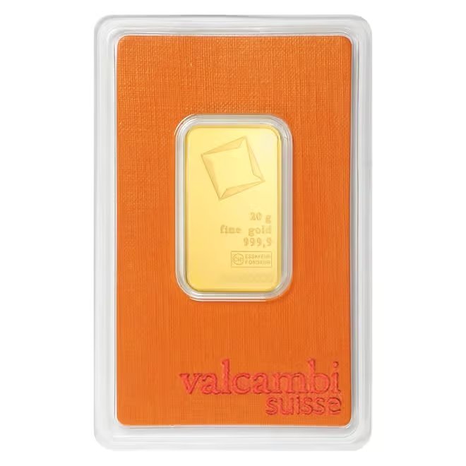 20 Gram Gold Bar Valcambi Suisse .9999 Fine (in Assay)