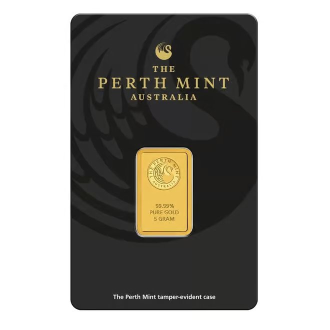 5 Gram Perth Mint Gold Bar .9999 Fine (in Assay)
