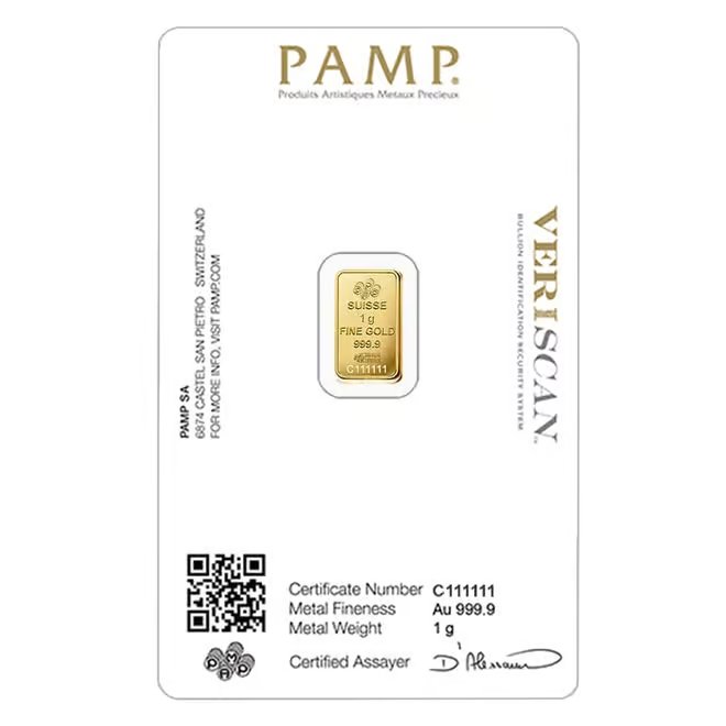 Box of 25 - 1 Gram Gold Bar PAMP Suisse Lady Fortuna Veriscan .9999 Fine (in Assay)