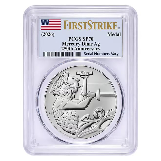 2026 Best of the US Mint 1916 Mercury Dime Gold Coin & Silver Medal Set PCGS SP/MS 70 FS