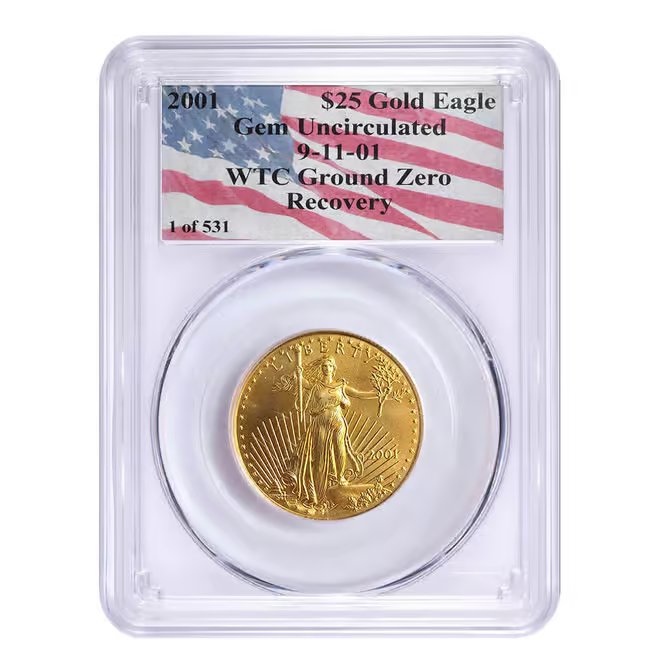 2001 1/2 oz $25 Gold American Eagle PCGS Gem UNC WTC Ground Zero