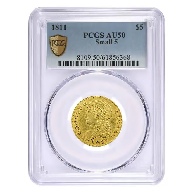 1811 $5 Capped Bust Half Eagle Small 5 Gold Coin PCGS AU 50