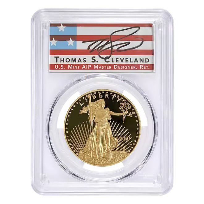 2021-W 1 oz $50 Proof Gold American Eagle Type 2 PCGS PF 70 DCAM FDOI (Thomas S. Cleveland)