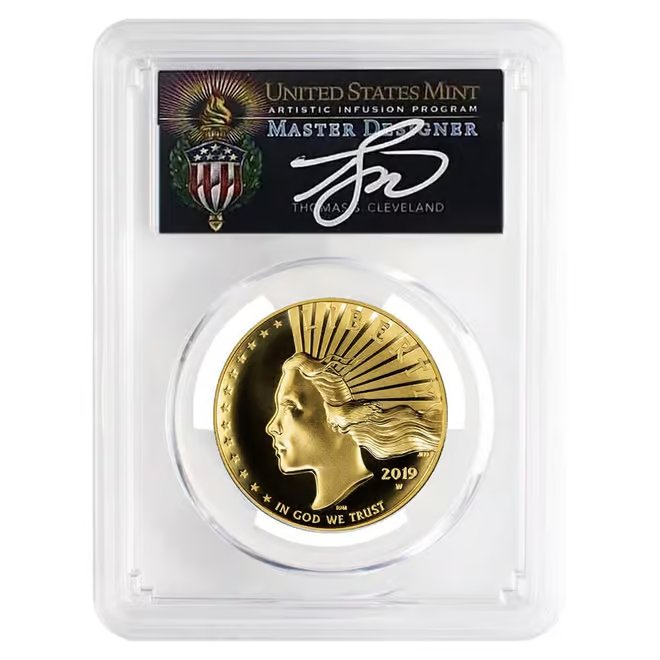 2019-W 1 oz $100 American Liberty High Relief Enhanced Gold Coin PCGS SP 70 PL (Cleveland)