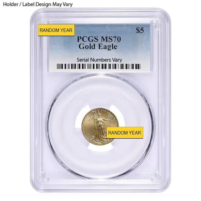 1/10 oz $5 Gold American Eagle PCGS MS 70 (Random Year)