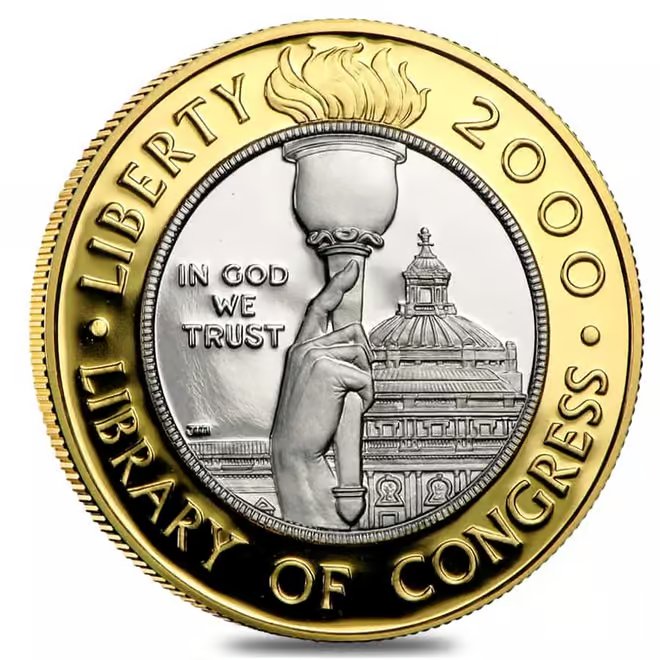 2000-W Proof Gold/Platinum $10 Commemorative Library of Congress (w/Box & COA)