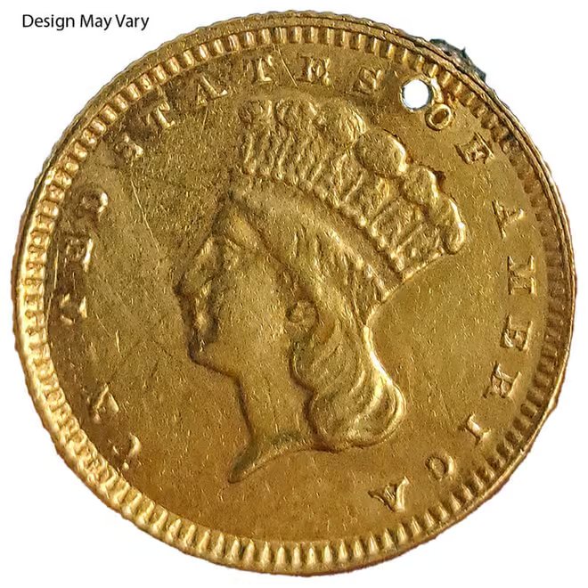 Gold Love Token $1 Liberty Head Type 3 Ex-Jewelry (Random Design)