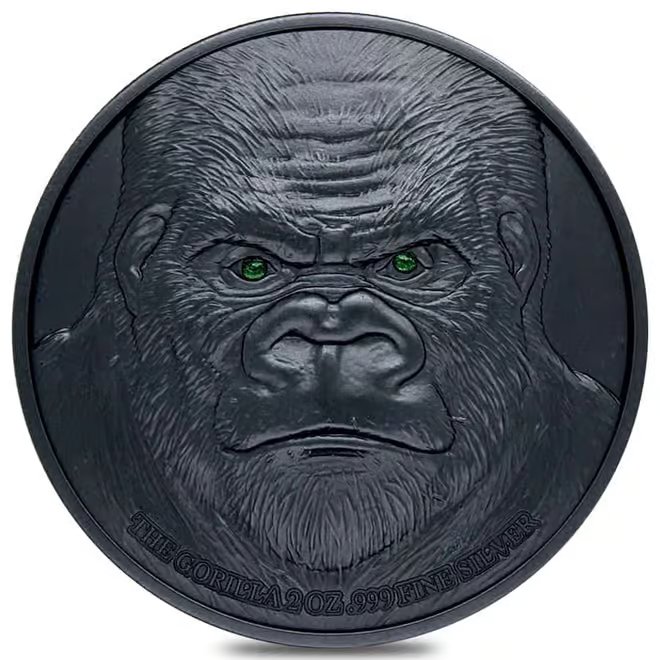 2023 Chad 2 oz Silver Black Gorilla High Relief Coin .999 Fine (w/Box)