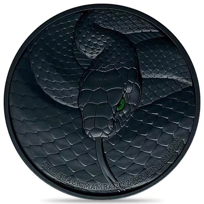 2023 Chad 2 oz Silver Black Mamba High Relief Coin .999 Fine (w/Box)