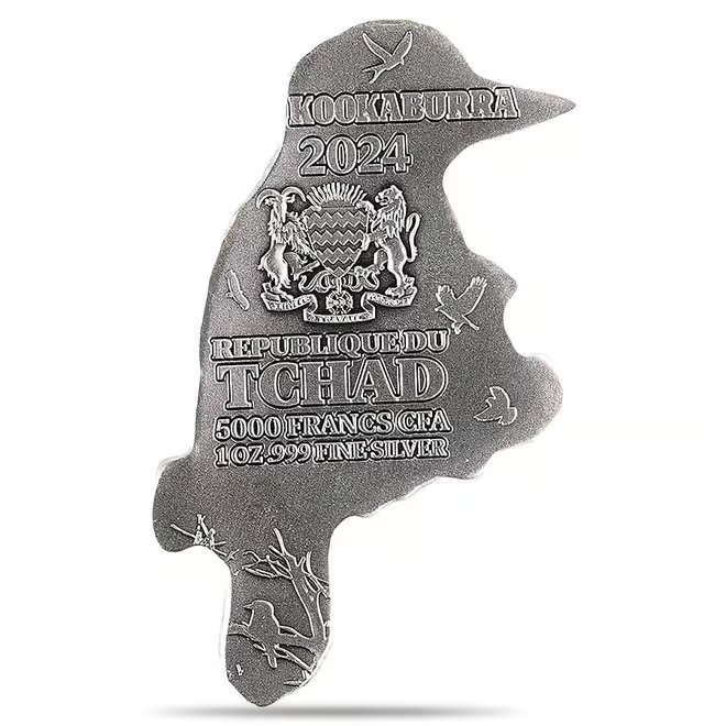 2024 Chad 1 oz Silver Kookaburra Shaped High Relief Coin .999 Fine