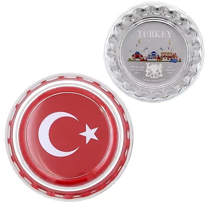 2021 Chad 6 gram World Landmarks - Turkey Bottle Cap Proof Silver Coin .999 Fine (In Cap)