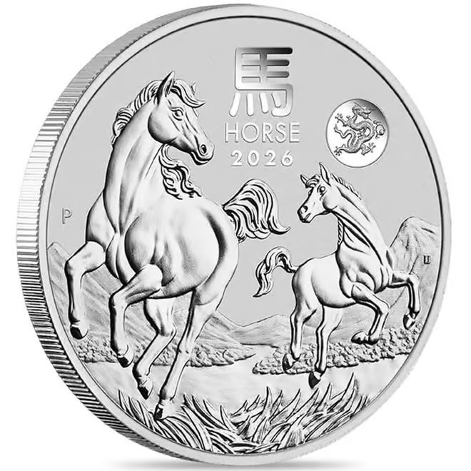 Roll of 20 - 2026 1 oz Silver Lunar Horse Dragon Privy BU Australian Perth Mint