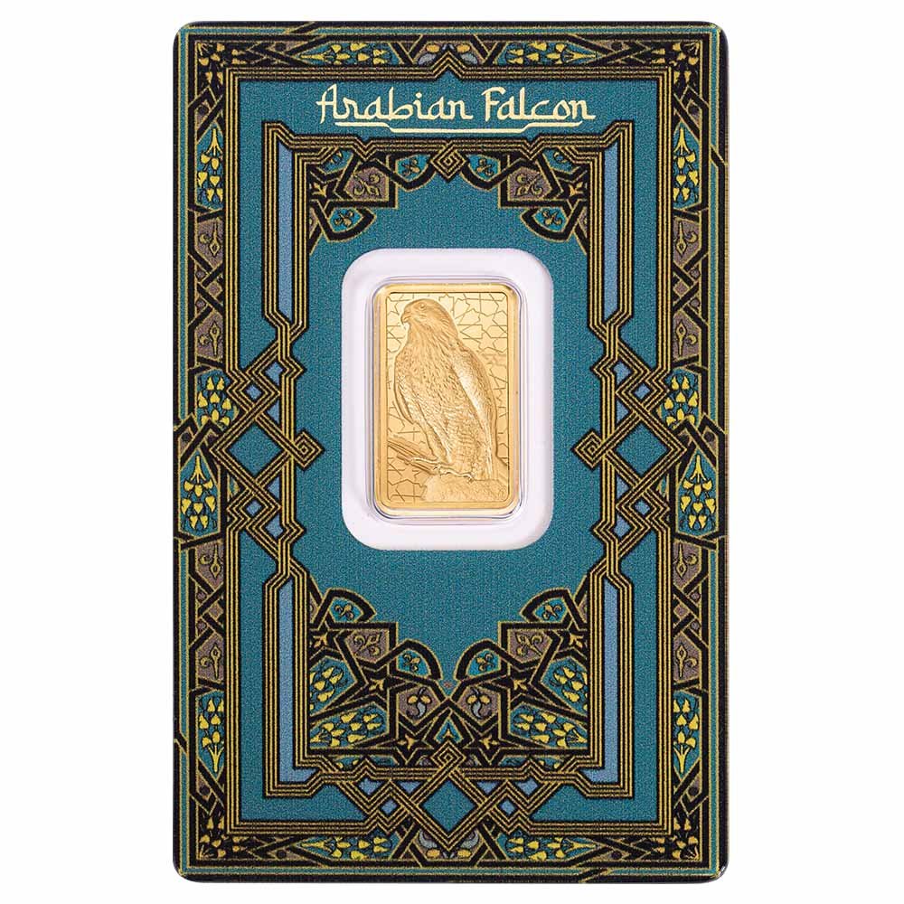 Pamp Suisse Arabian Falcon 5g Pure Gold Bar with Pendant Frame