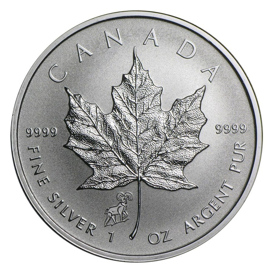 2015 Canada 1 oz. Silver Maple Leaf Reverse Proof Goat Privy Mark