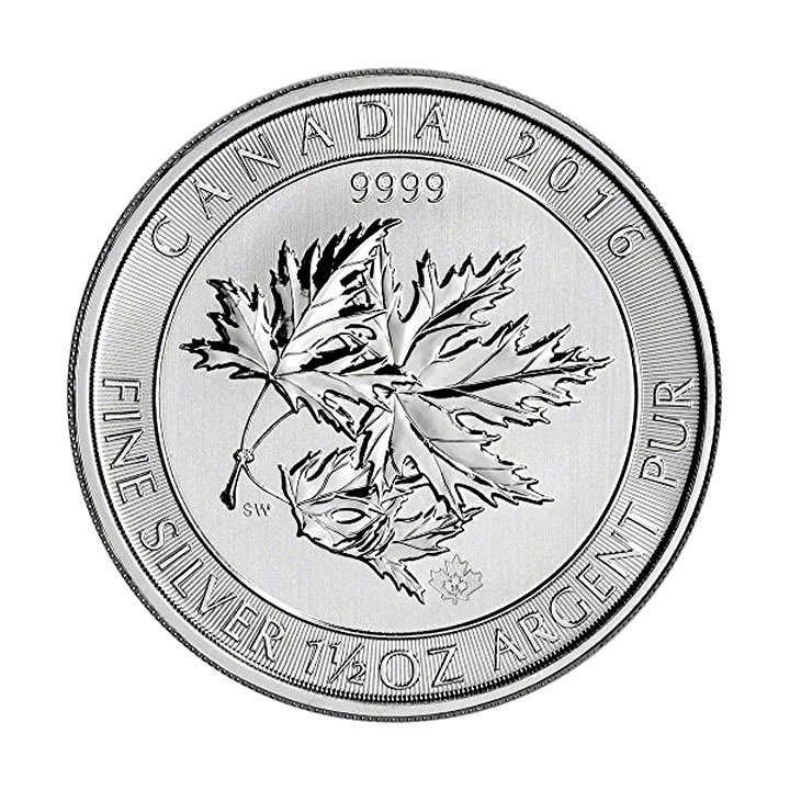 2015-2018 Silver Maple Super Leaf 1.5 oz Uncirculated