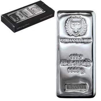 1 Kilo Germania Mint Silver Bar .9999 Fine (1000 Gram)