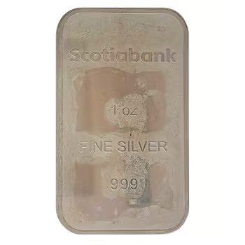 1 oz Scotiabank Vintage Silver Bar .999 Fine