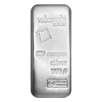 100 oz Silver Bar Valcambi Suisse .999 Fine (Sealed)