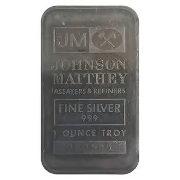 1 oz Johnson Matthey American Heritage Life Insurance Company 25th Ann. Silver Bar .999 Fine