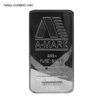 100 oz A-Mark Vintage Pressed Silver Bar .999 Fine
