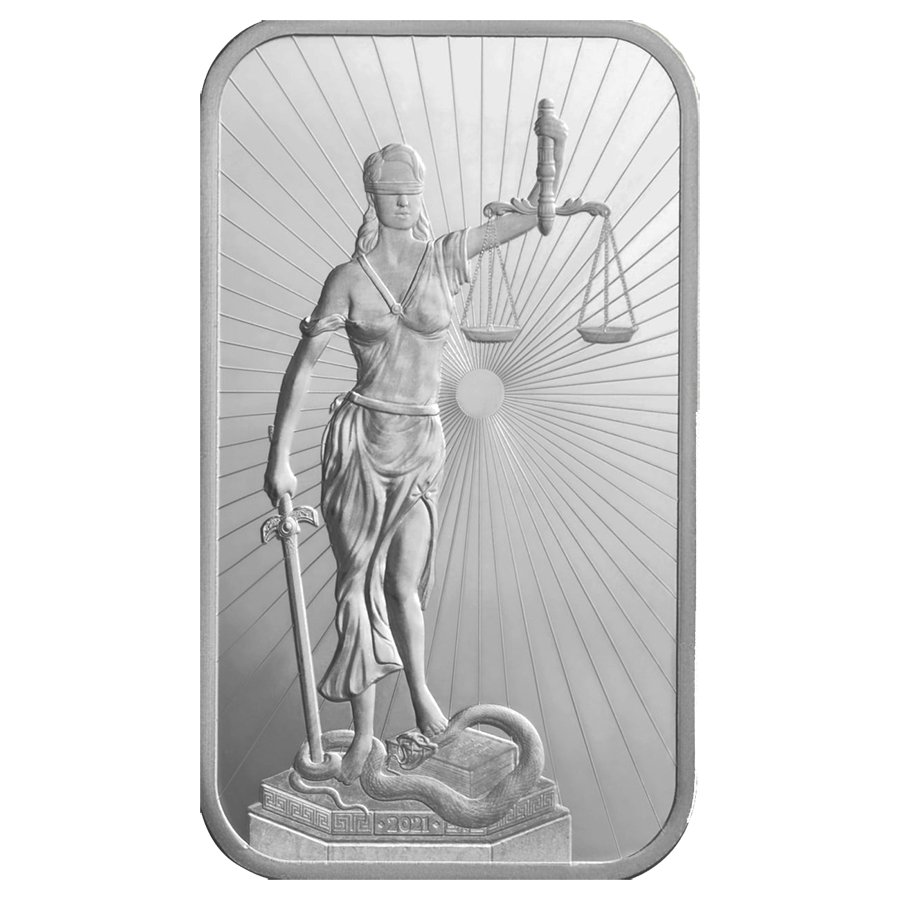 Lady Justice 1oz Kinesis Silver Bar