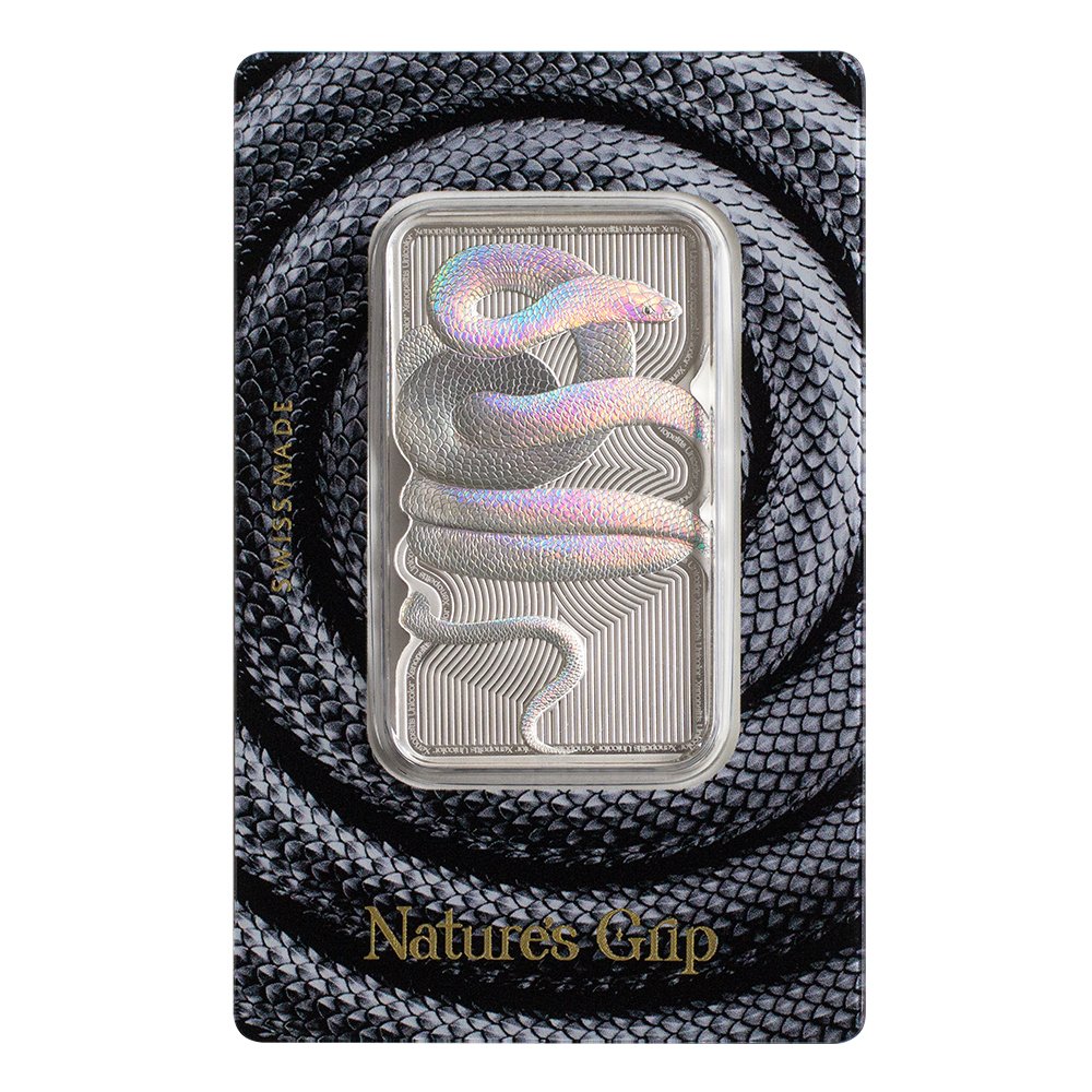 Pamp Suisse 1oz Silver Bar Nature's Grip - Sunbeam Snake $2 Nuie