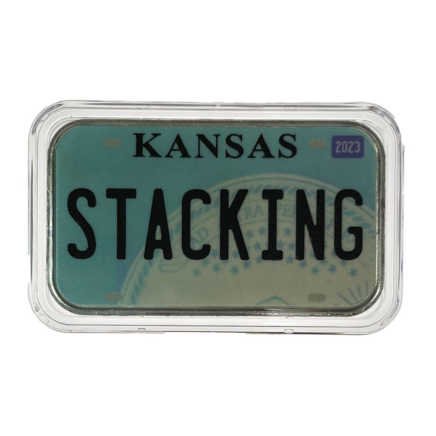 Kansas License Plate - Stacking Across America 1oz Silver Bar