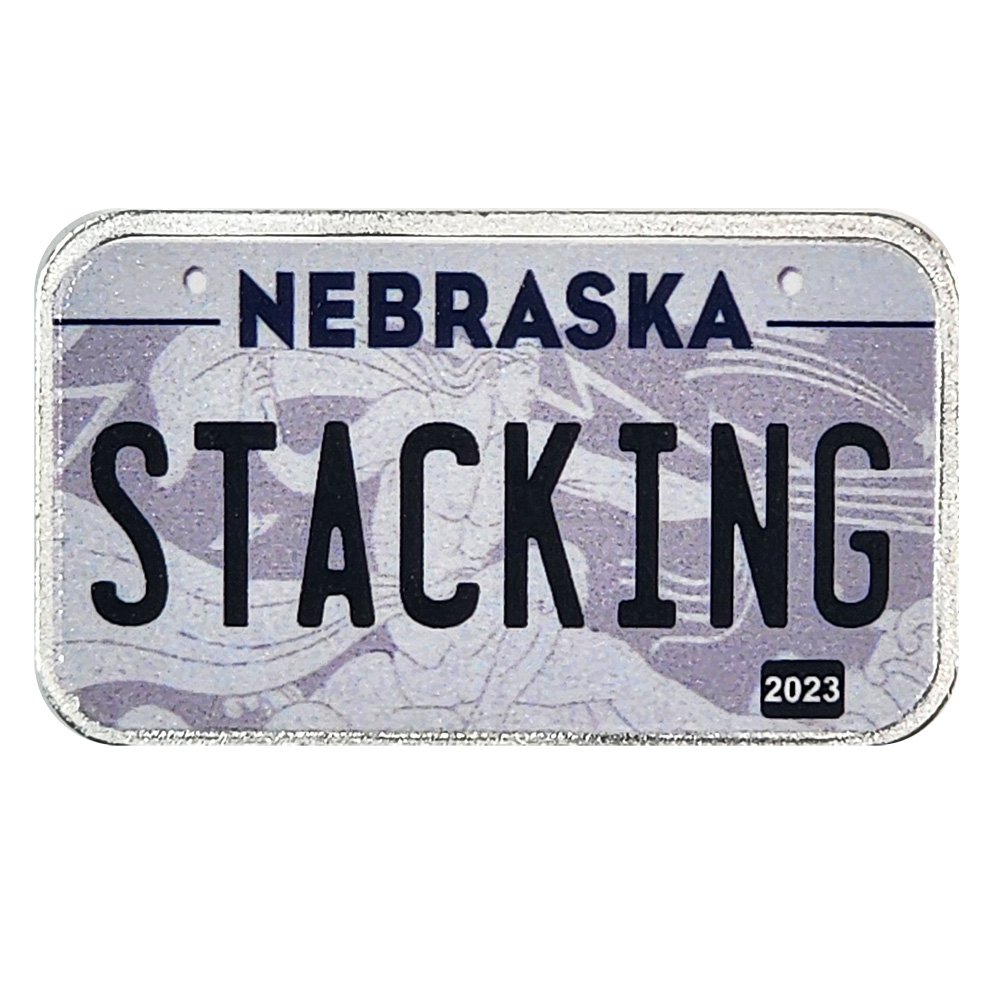 Nebraska License Plate - Stacking Across America 1oz Silver Bar