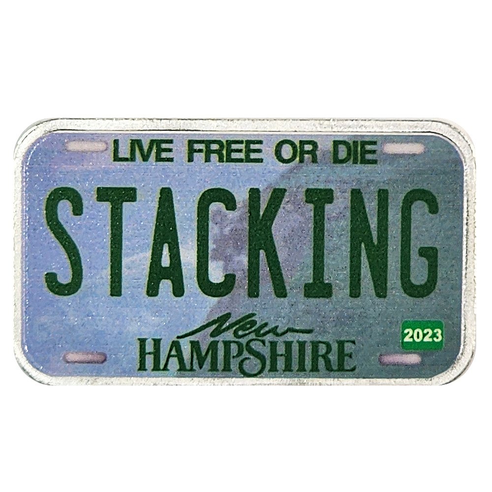 New Hampshire License Plate - Stacking Across America 1oz Silver Bar