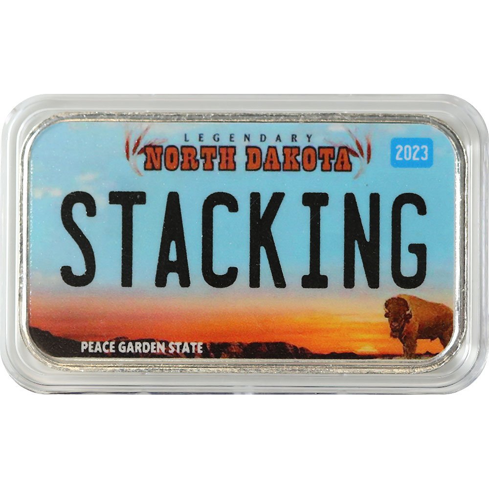 North Dakota License Plate - Stacking Across America 1oz Silver Bar
