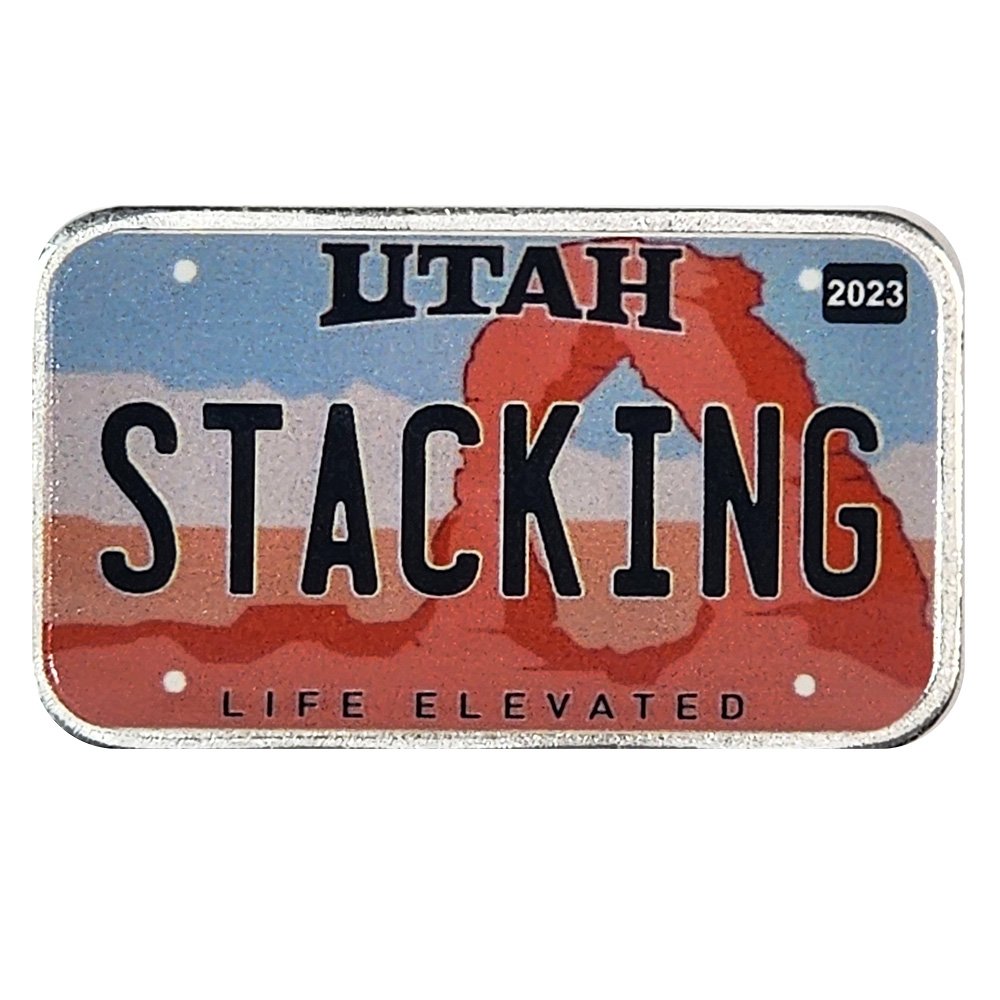 Utah License Plate - Stacking Across America 1oz Silver Bar