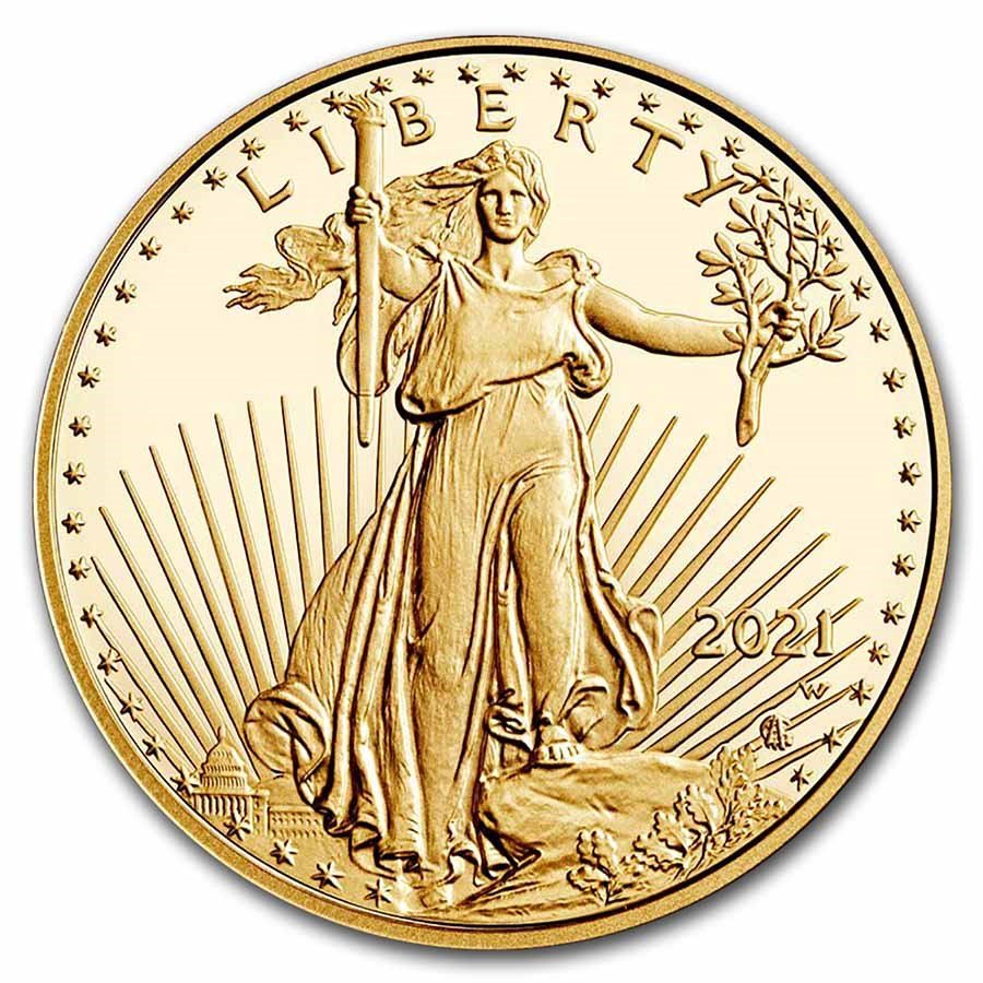 2021-W 1 oz Proof American Gold Eagle (Type 2) (w/Box & COA)