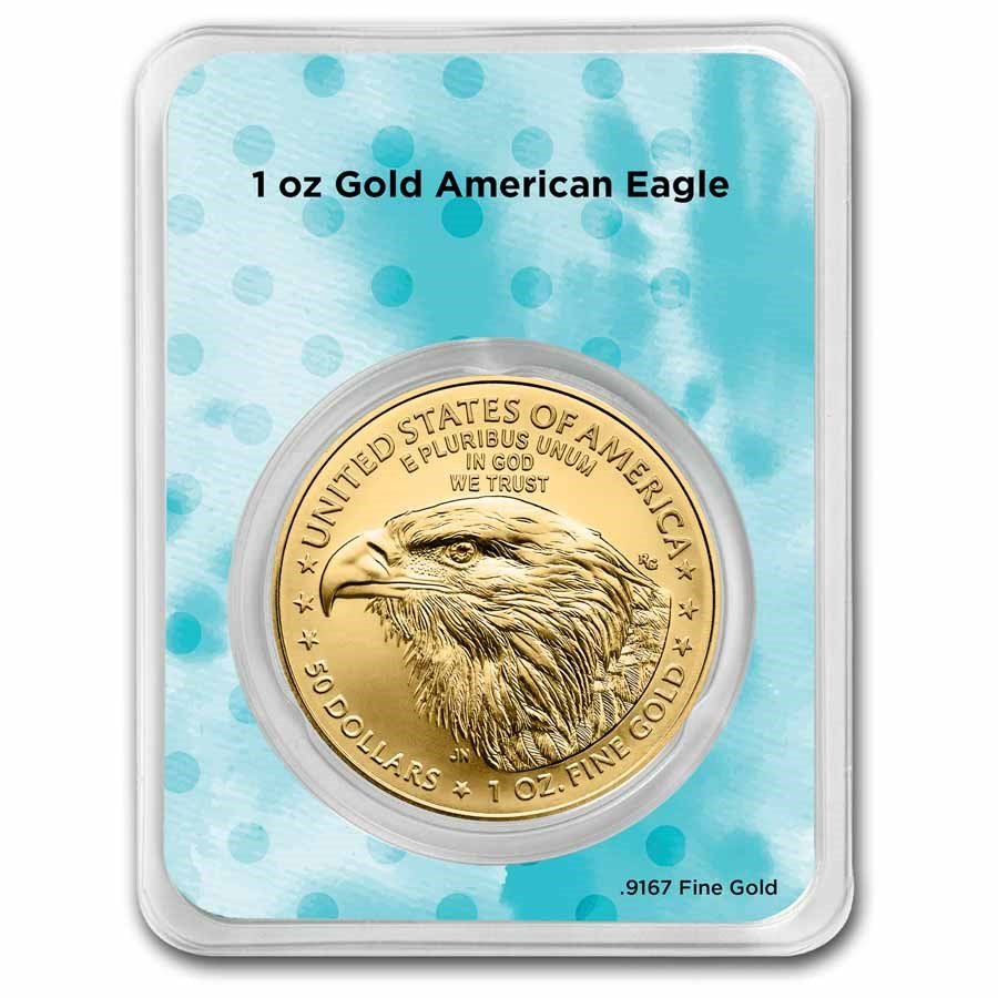 2025 1 oz Gold Eagle - w/Happy Birthday, Balloons Card, In TEP