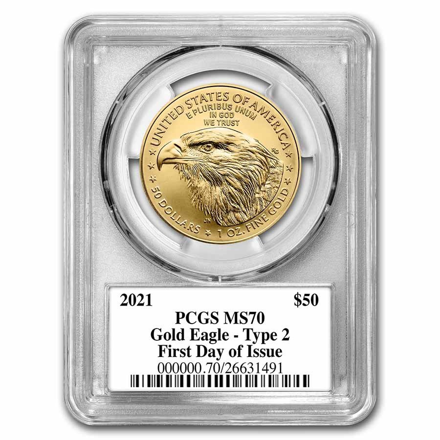 2021 1 oz Gold Eagle (Type 2) MS-70 PCGS (FDI, Black Label)