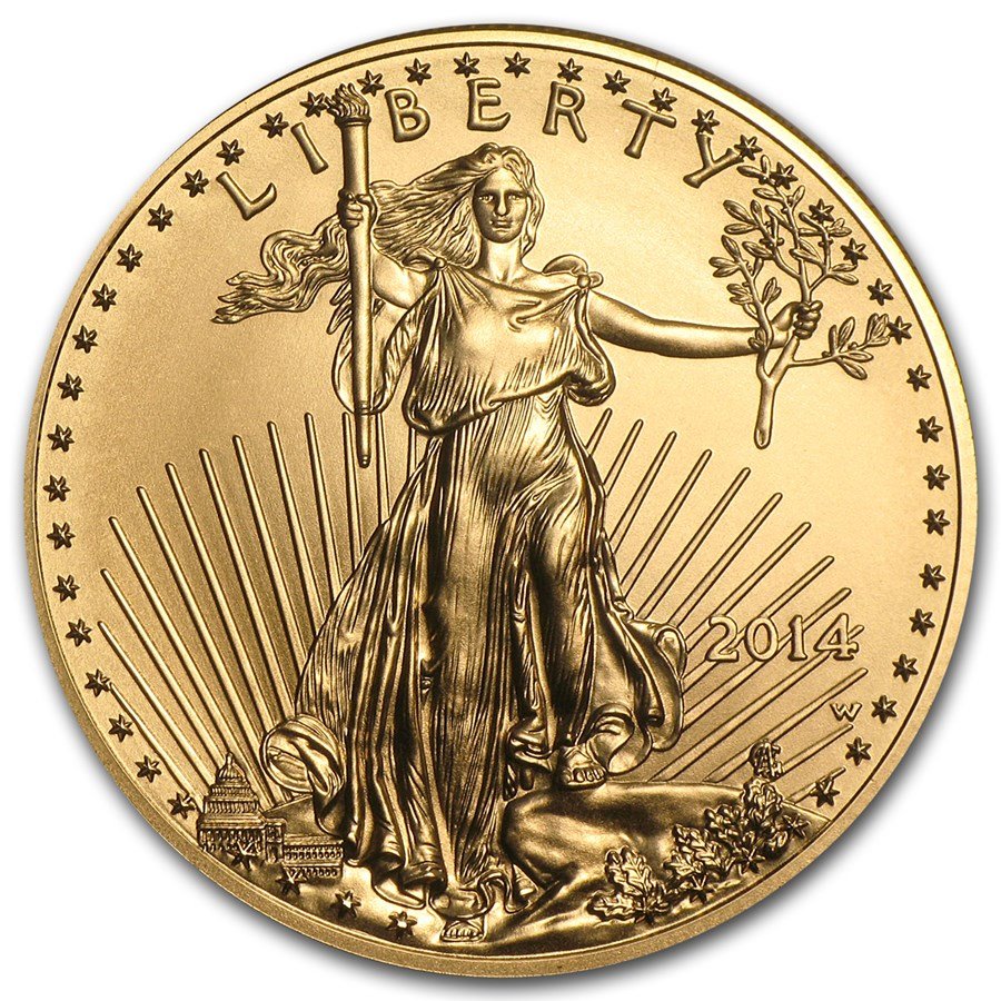 2014-W 1 oz Burnished American Gold Eagle (w/Box & COA)