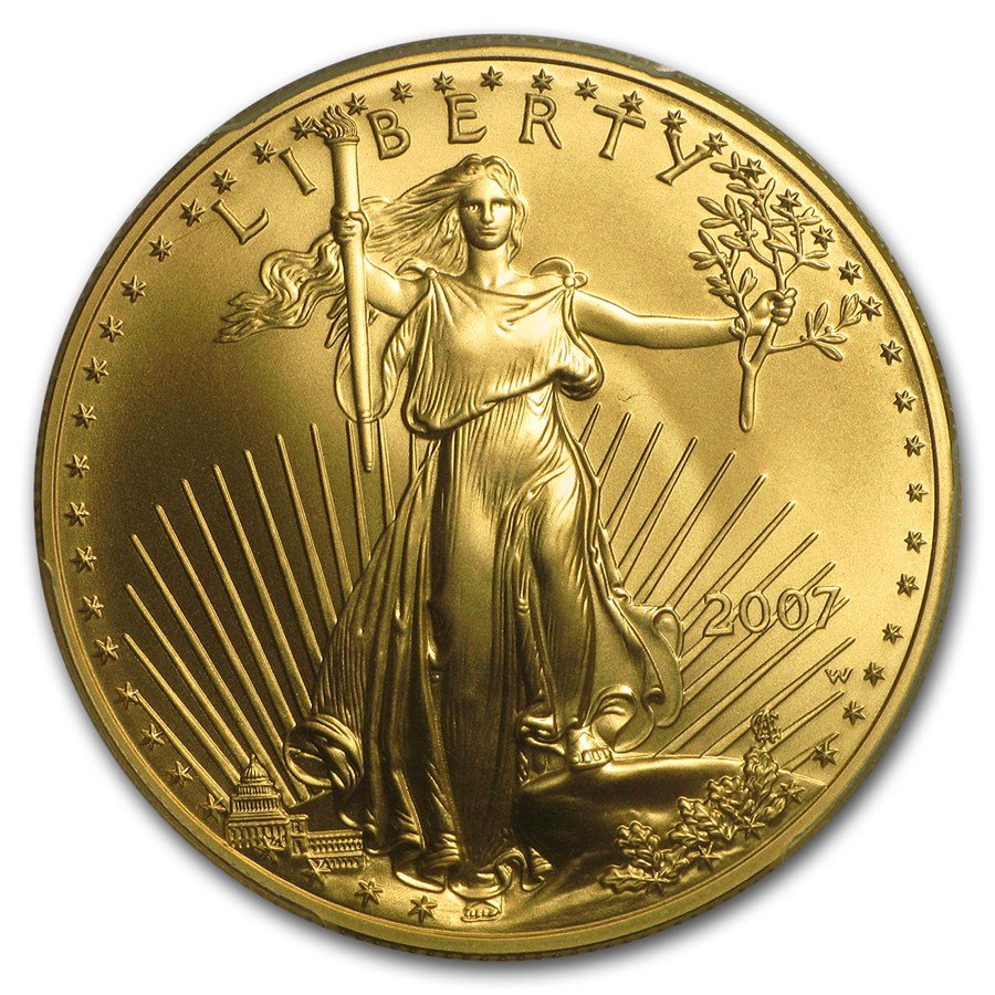 2007-W 1 oz Burnished Gold Eagle MS/SP-70 PCGS