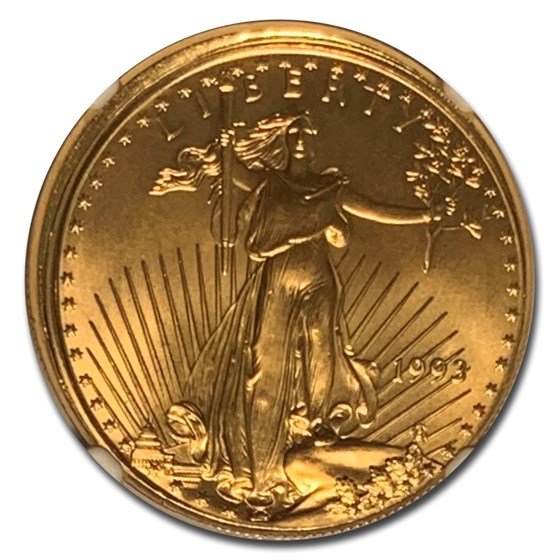1993 1 oz American Gold Eagle MS-69 NGC (Partial Collar)
