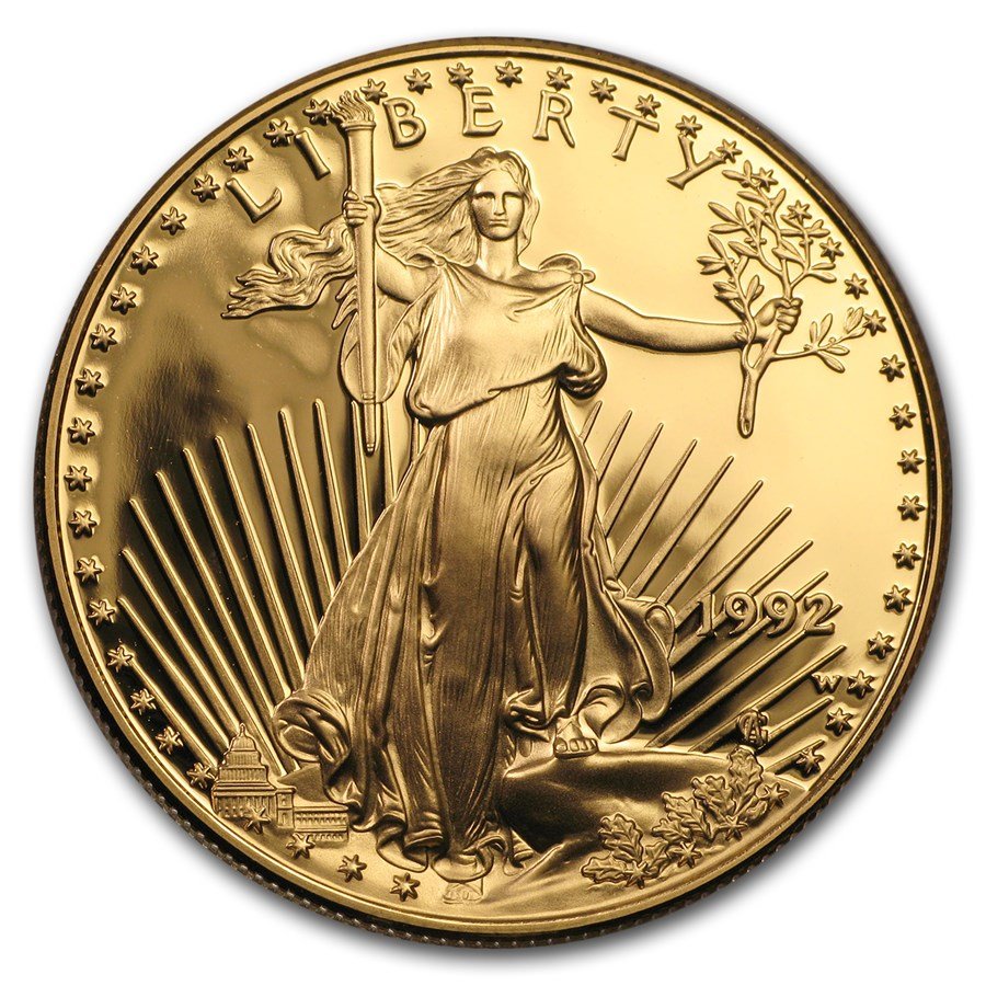 1992-W 1 oz Proof American Gold Eagle (w/Box & COA)