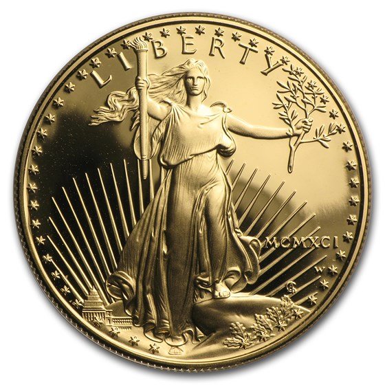 1991-W 1 oz Proof American Gold Eagle (w/Box & COA)